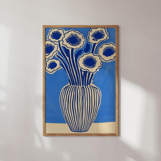 Cuadro Decorativo Moderno Florero Celeste, Flores