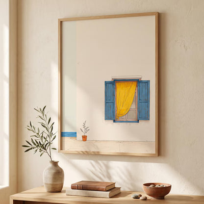 Cuadro Decorativo Moderno Ventana, Azul y Blanco