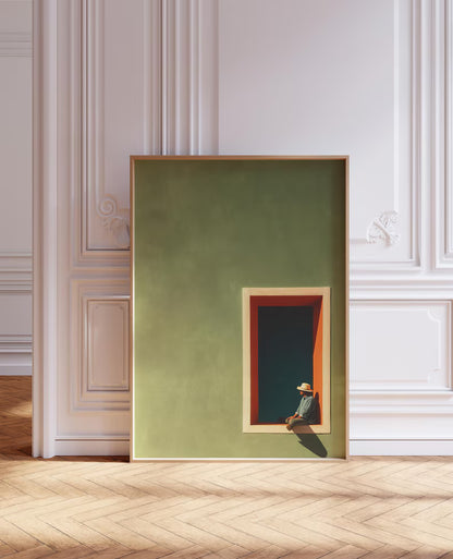 Cuadro Decorativo Moderno Ventana, Hombre Verde