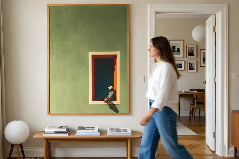Cuadro Decorativo Moderno Ventana, Hombre Verde