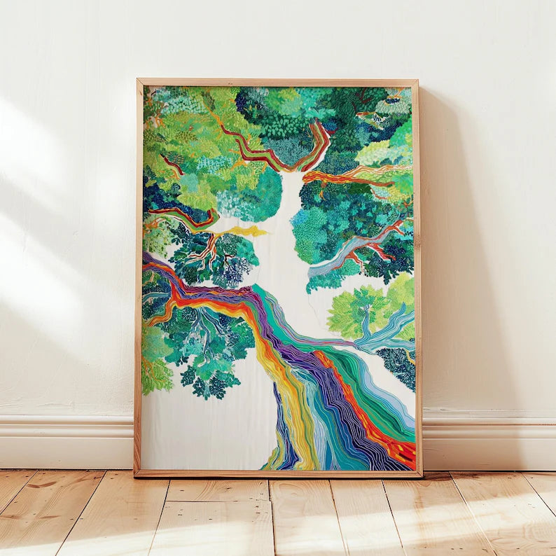 Cuadro Decorativo Moderno Árbol colorido 2, copa de árbol