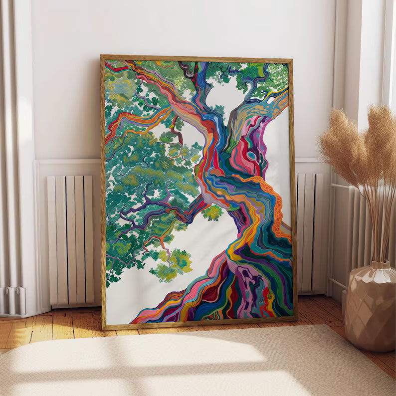 Cuadro Decorativo Moderno Árbol colorido, copa de árbol