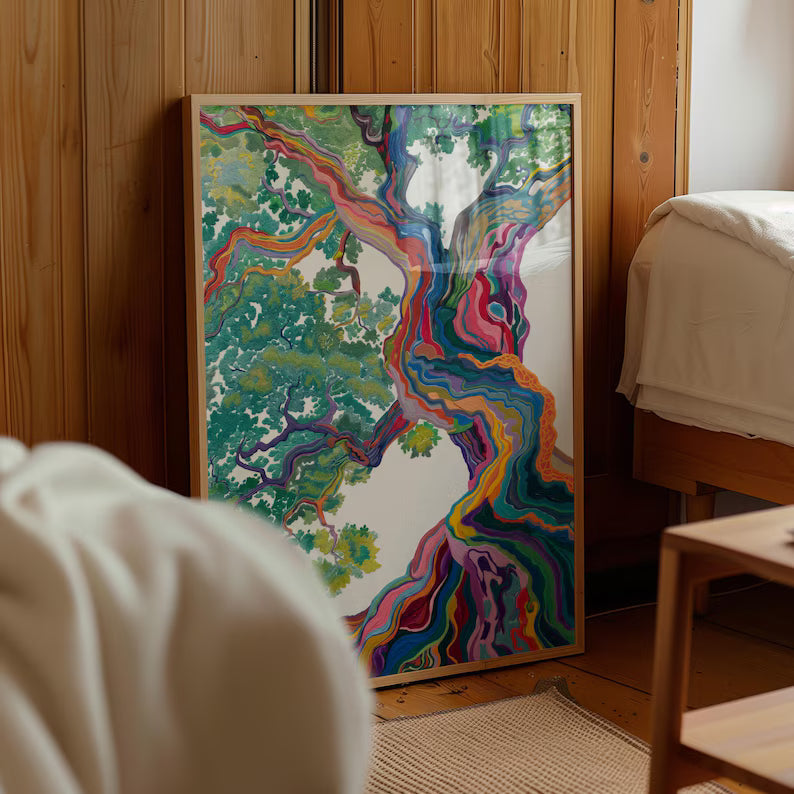Cuadro Decorativo Moderno Árbol colorido, copa de árbol