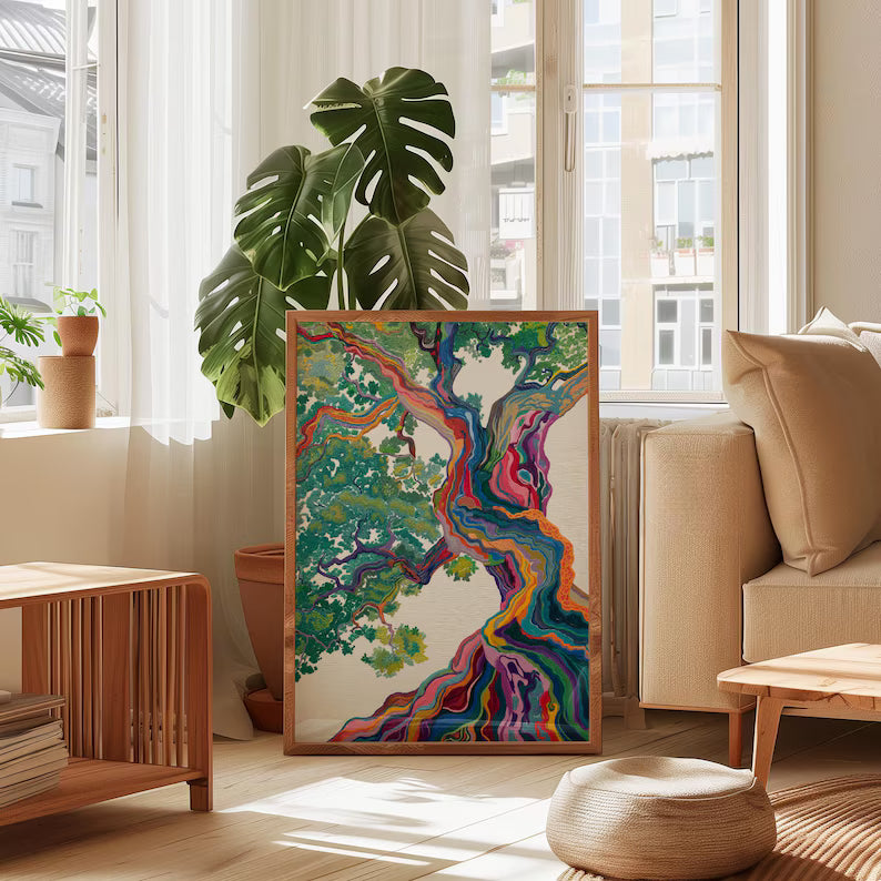 Cuadro Decorativo Moderno Árbol colorido, copa de árbol