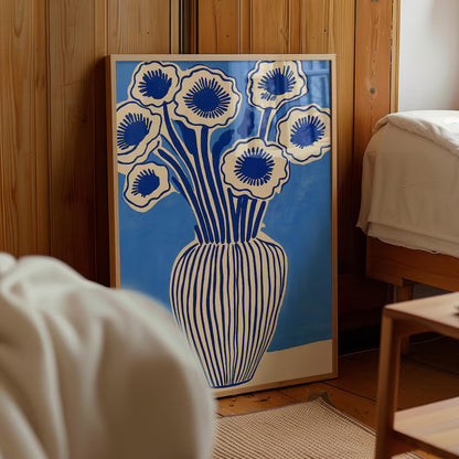 Cuadro Decorativo Moderno Florero Celeste, Flores