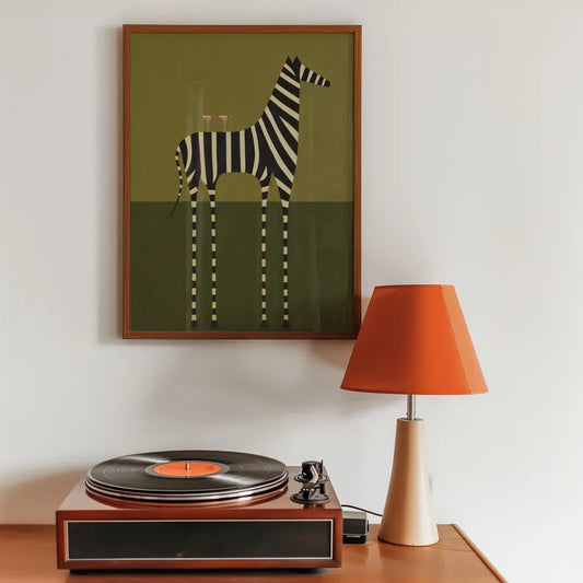 Cuadro Decorativo Figura Zebra Naif, Copas, Verde