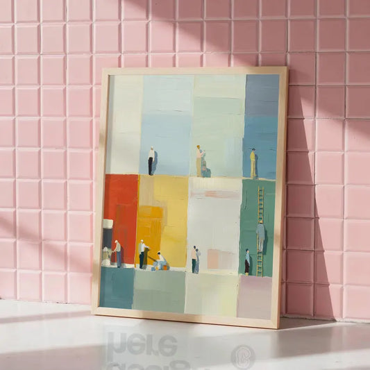 Cuadro Decorativo Moderno Hombres Pintando pared de colores