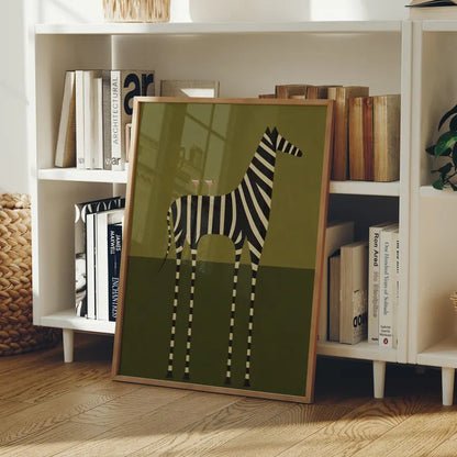 Cuadro Decorativo Figura Zebra Naif, Copas, Verde