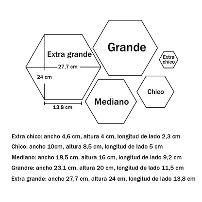 Espejos Hexágonal Varios Tamaños con Pegatina para Fácil Instalación