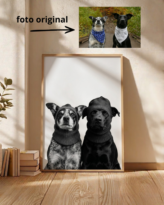 Cuadro Decorativo Personalizado, Marco Natural la foto de tu mascota más divertida - Perritos Ladrones