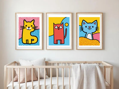 Cuadros Infantiles Gatos de Colores