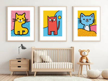 Cuadros Infantiles Gatos de Colores