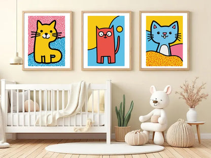 Cuadros Infantiles Gatos de Colores