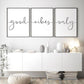 Set x3 Cuadros Decorativos, Frase "GOOD VIBES ONLY"