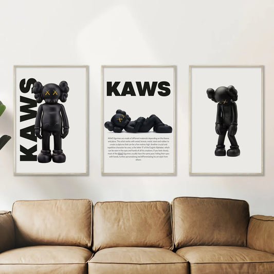 Set x3 Cuadros Decorativos, Kaws Chrome