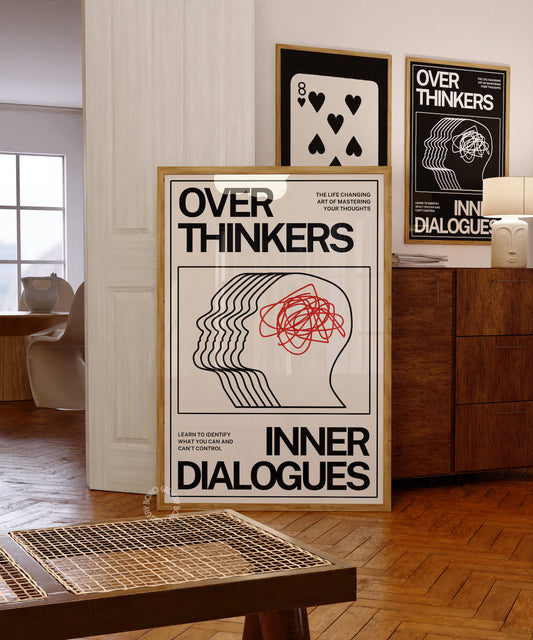 Cuadro Decorativo Abstractos, Tipografía y Motivación Over Thinkers Marco Natural