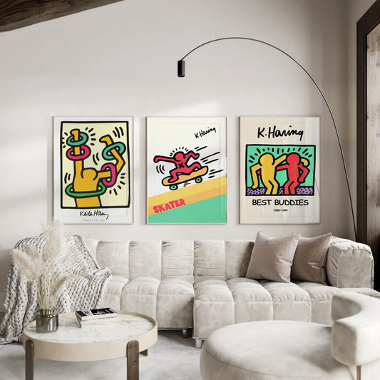 Setx3 Cuadros decorativos Keith Haring, Skate, Colores