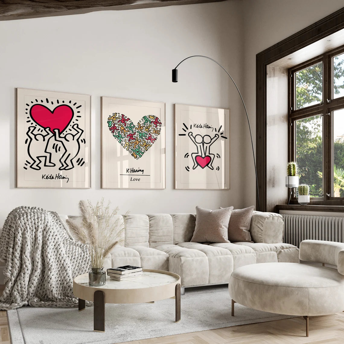 Set x3 Cuadros Decorativos, Keith Haring, Love