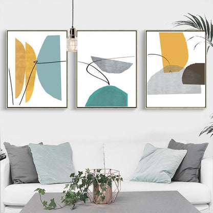 Set x3 Cuadros Decorativos Abstracto, Semicírculos