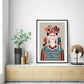 Cuadro Decorativo Frida , Rojo y Azul
