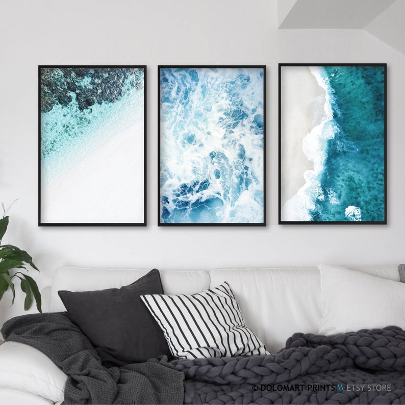Set x3 Cuadros Olas Mar