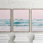 Set x3 Cuadros Decorativos , Playa , Fondo Rosa