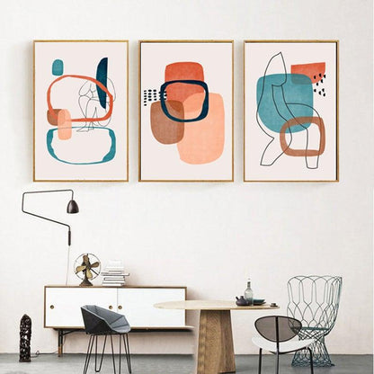 Set x3 Cuadros Decorativos Abstracto, Formas Circulares