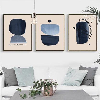 Set x3 Cuadros Decorativos Abstracto, Circulos azules