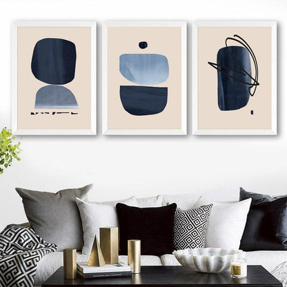 Set x3 Cuadros Decorativos Abstracto, Circulos azules