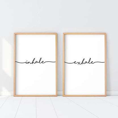 Set x2 Cuadro Decorativo Frase , "Inhale , exhale"