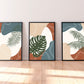 Set x3 Cuadros Decorativos Botánico , Plantas Verdes , Formas circulares