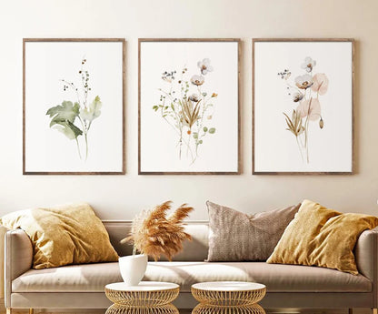 Set x3 Cuadros Flores, Acuarelas