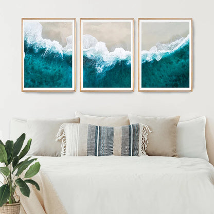 Set x3 Cuadros Olas, Mar, Playa, Océano