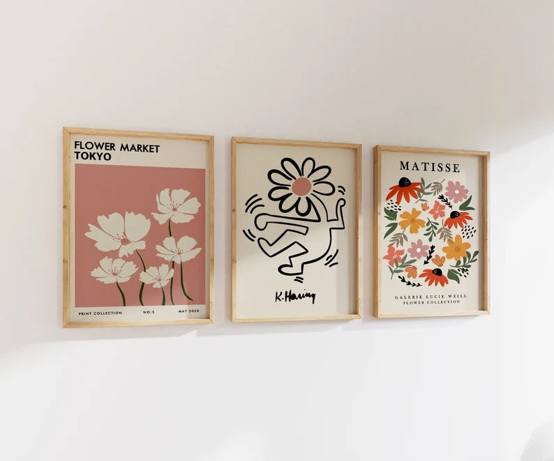 Set x3 Cuadros Abstractos, Matisse, Flower Market, Colores