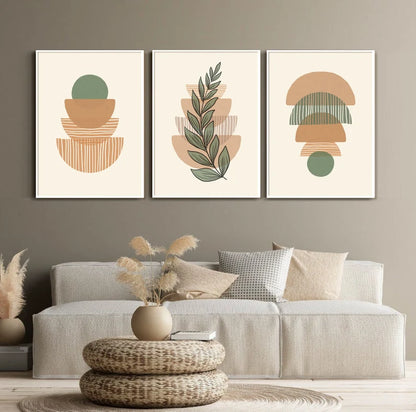 Set x3 Cuadros Abstractos, Boho, Verde II