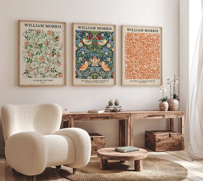Set x3 Cuadros Abstractos, William Morris, Colores