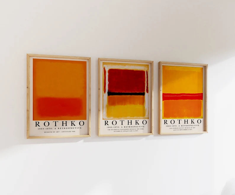 Set x3 Cuadros Rothko Naranja, Rojo