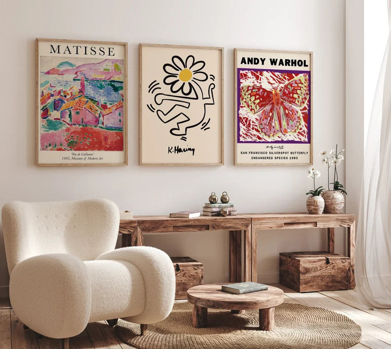 Set x3 Cuadros Abstractos, Matisse, Andy Warhol, Colores