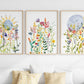 Set x3 Cuadros Flores, Acuarelas, Sol y Luna