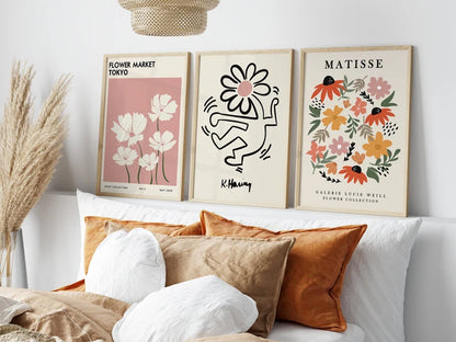 Set x3 Cuadros Abstractos, Matisse, Flower Market, Colores