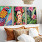 Set x3 Cuadros Abstractos, Flower, Flores, Frida