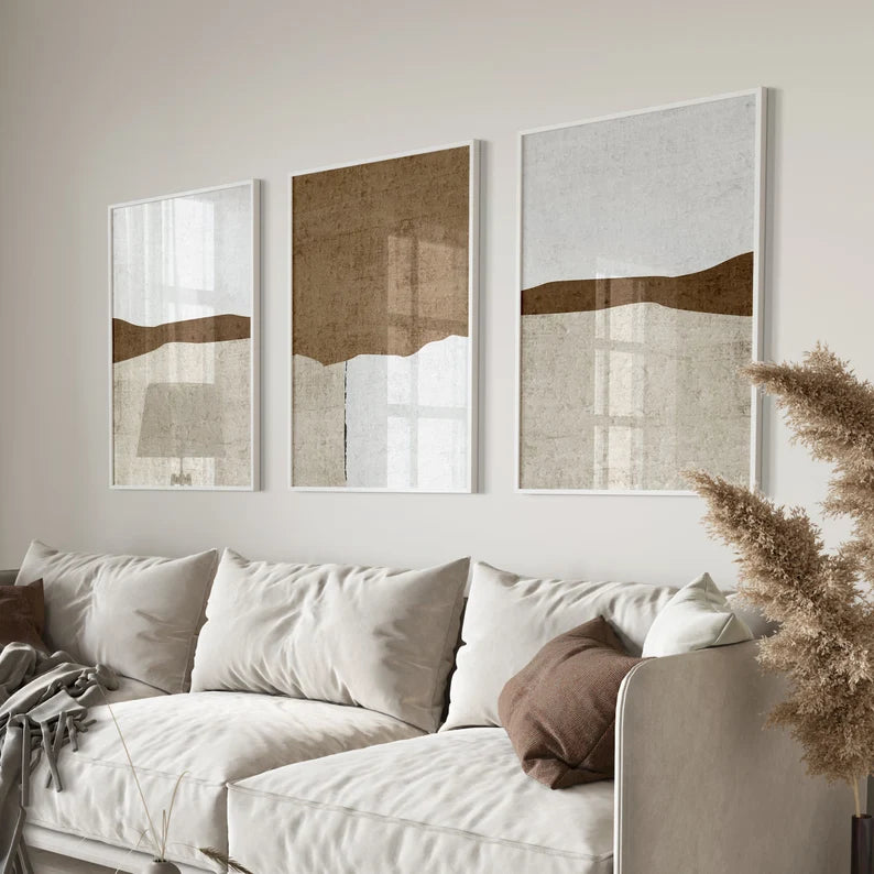 Set x3 Cuadros Abstract XI Marco Natural