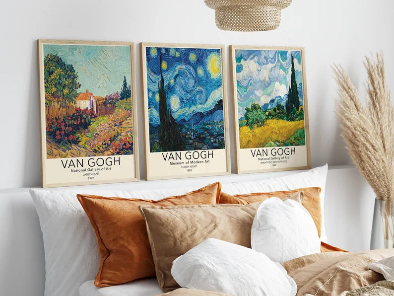 Set x3 Cuadros Abstractos, Van Gogh – Tree House Deco