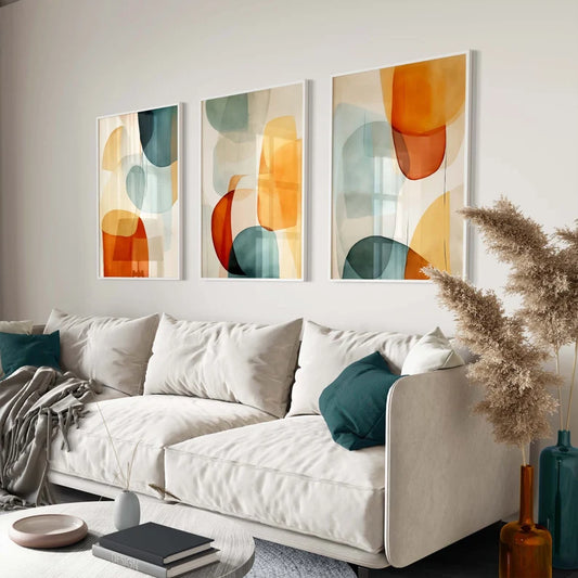 Set x3 Cuadros Abstract VIII Marco Natural