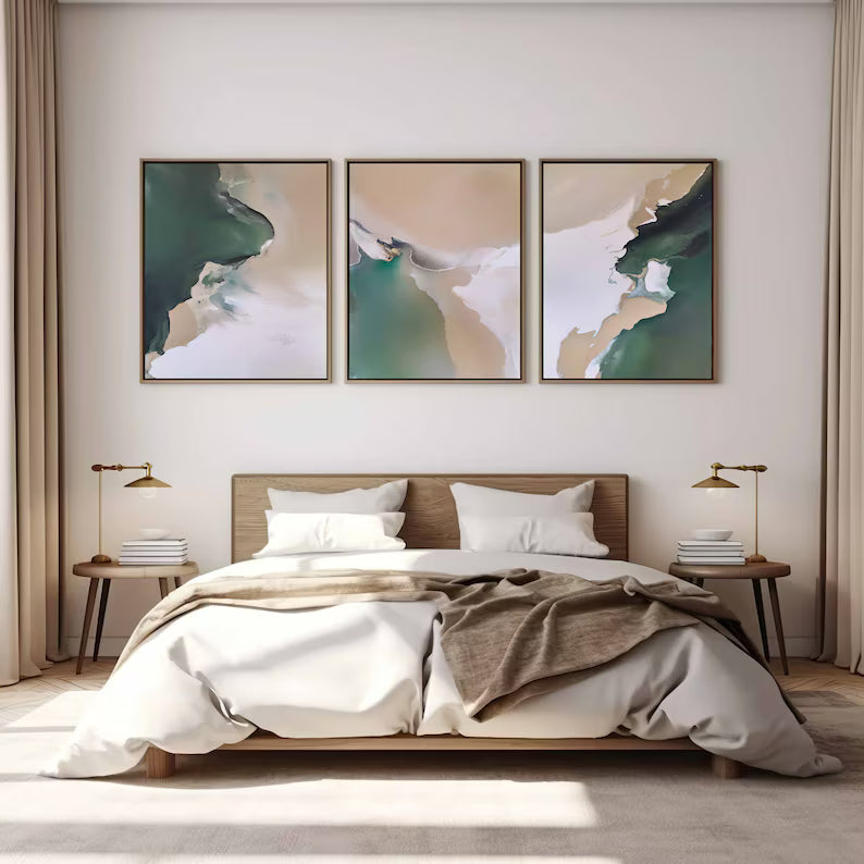 Set x3 Cuadros Abstract IV Marco Natural