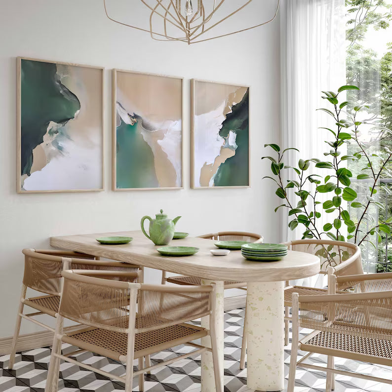 Set x3 Cuadros Abstract IV Marco Natural