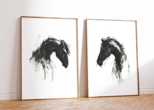 Set x2 Cuadros Decorativos Caballos, Amantes de los Caballos XIX