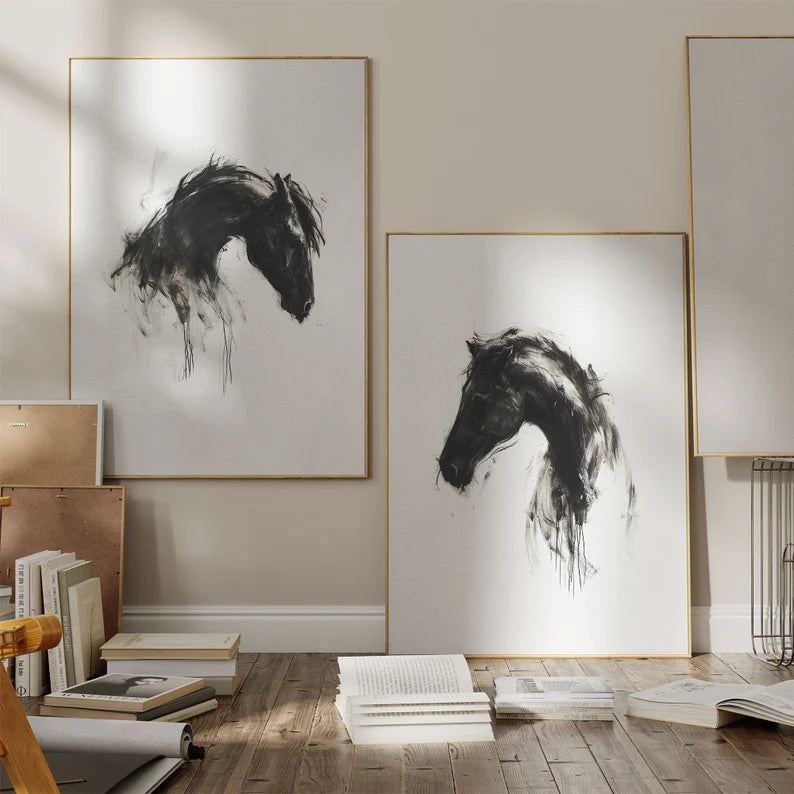 Set x2 Cuadros Decorativos Caballos, Amantes de los Caballos XIX