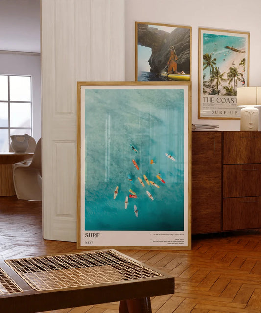 Cuadro Decorativo Surf, Playa, Tabla, Olas y Arena IV