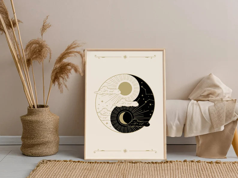 Cuadro Decorativo Espiritual, Ying Yang IV Marco Natural
